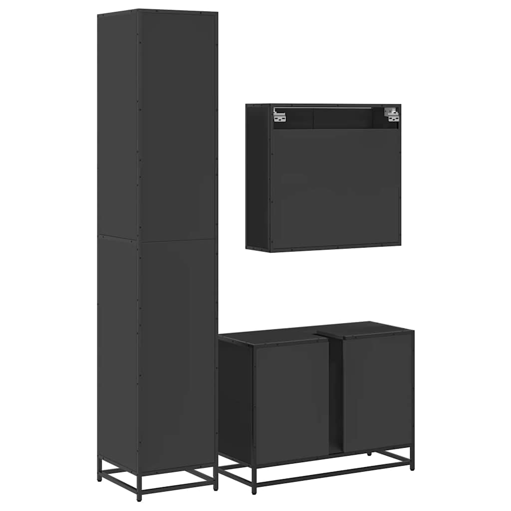 3 Piece Bathroom Furniture Set Engineered Wood