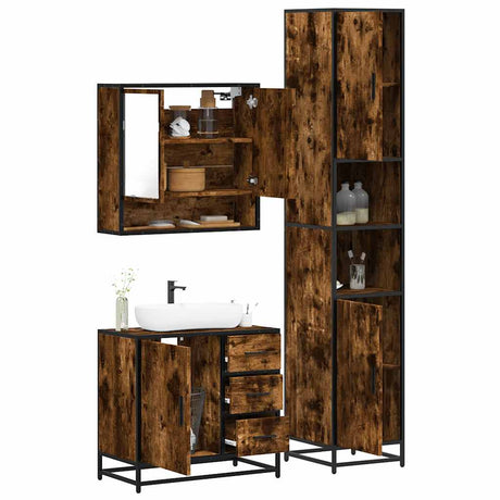 3 Piece Bathroom Furniture Set Engineered Wood