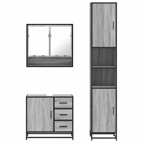 3 Piece Bathroom Furniture Set Engineered Wood