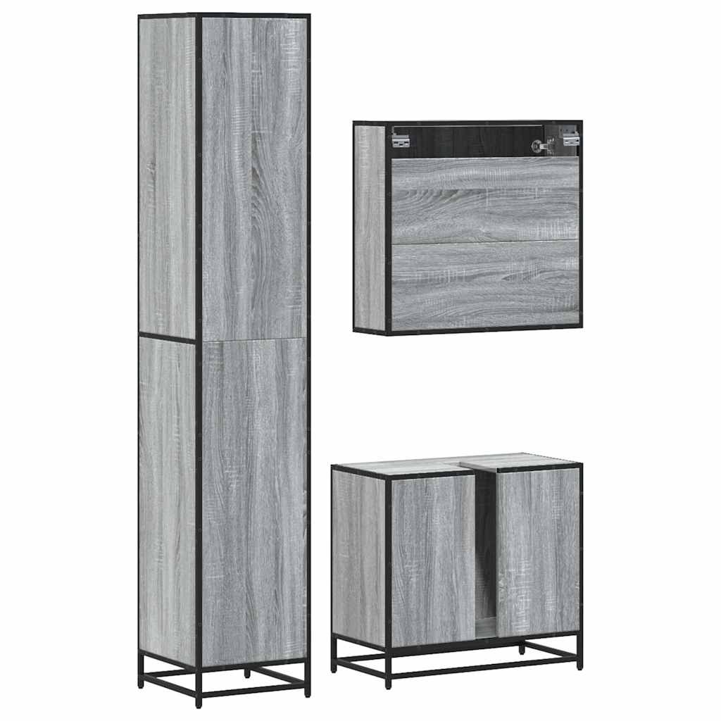 3 Piece Bathroom Furniture Set Engineered Wood