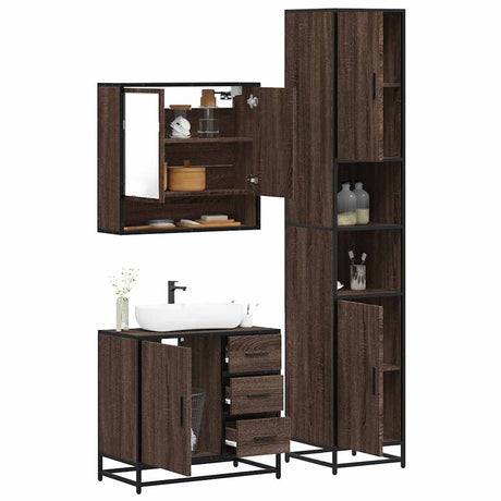 3 Piece Bathroom Furniture Set Engineered Wood