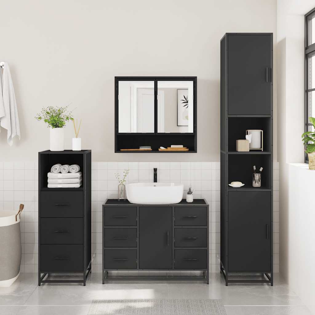 3 Piece Bathroom Furniture Set Engineered Wood