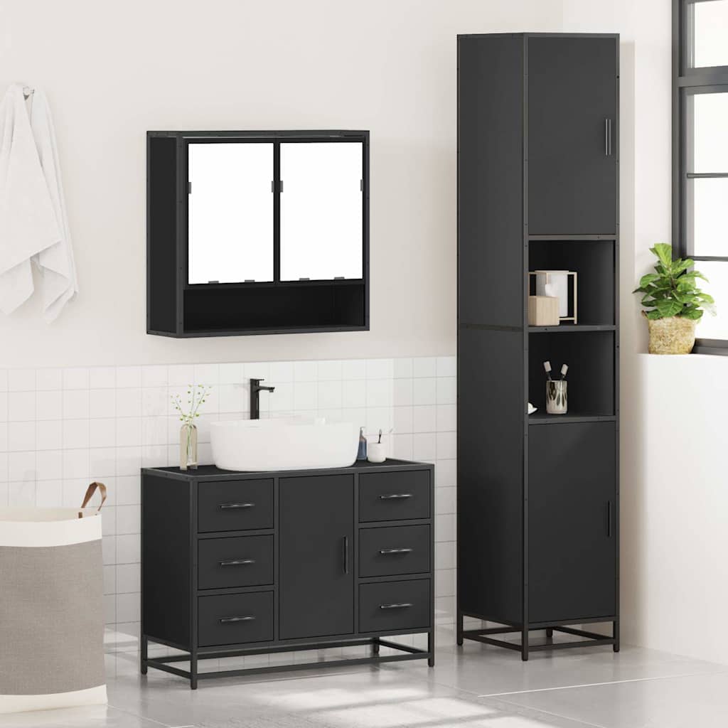 3 Piece Bathroom Furniture Set Engineered Wood