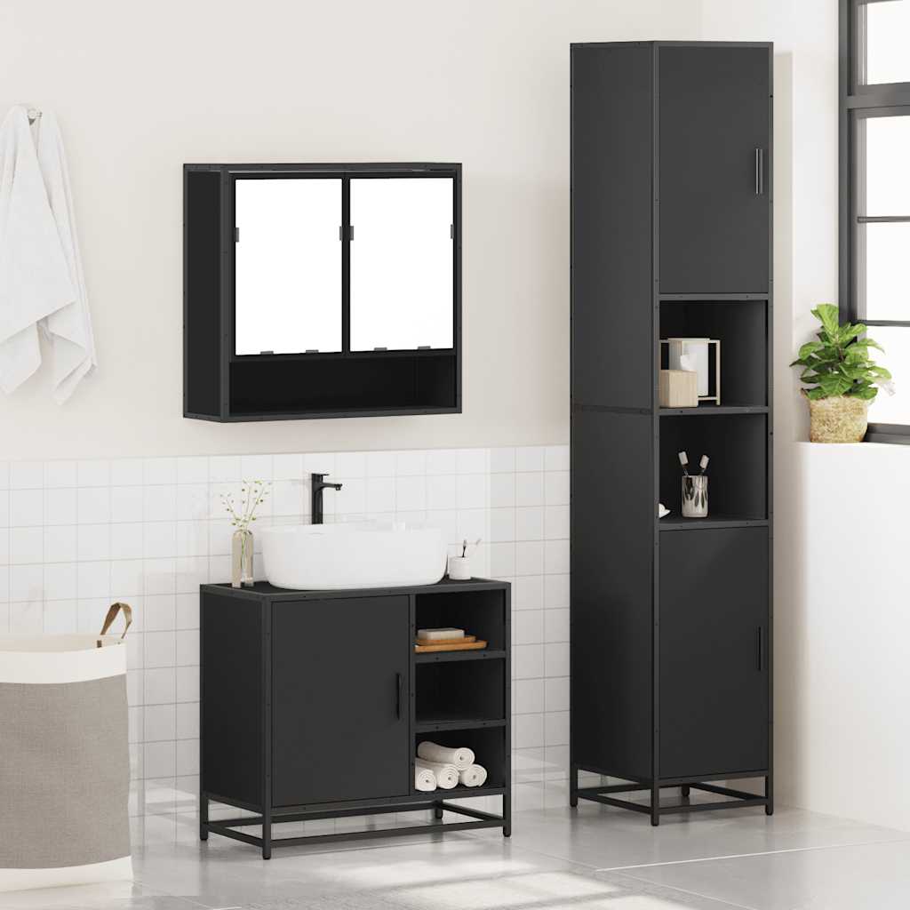 3 Piece Bathroom Furniture Set Engineered Wood