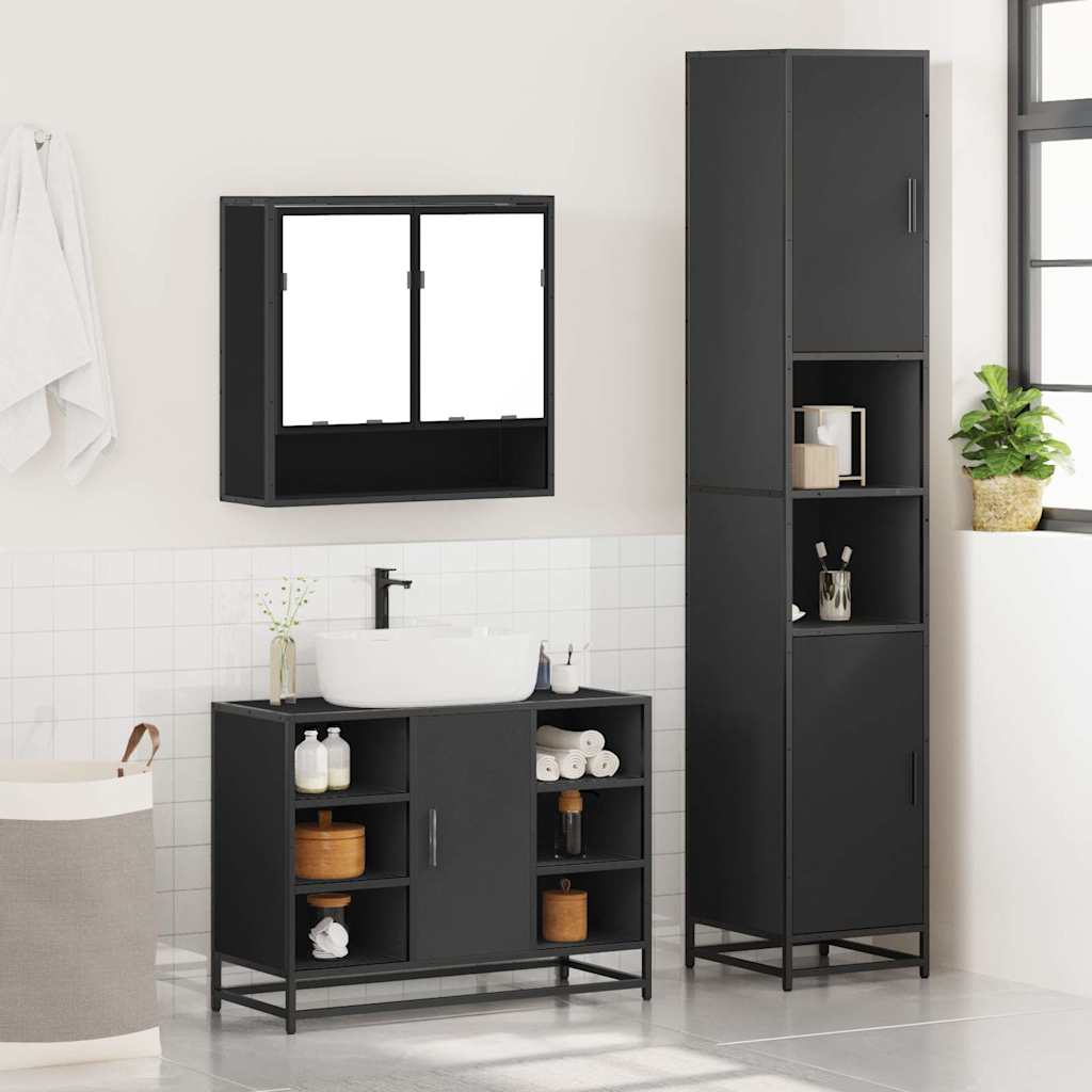 3 Piece Bathroom Furniture Set Engineered Wood