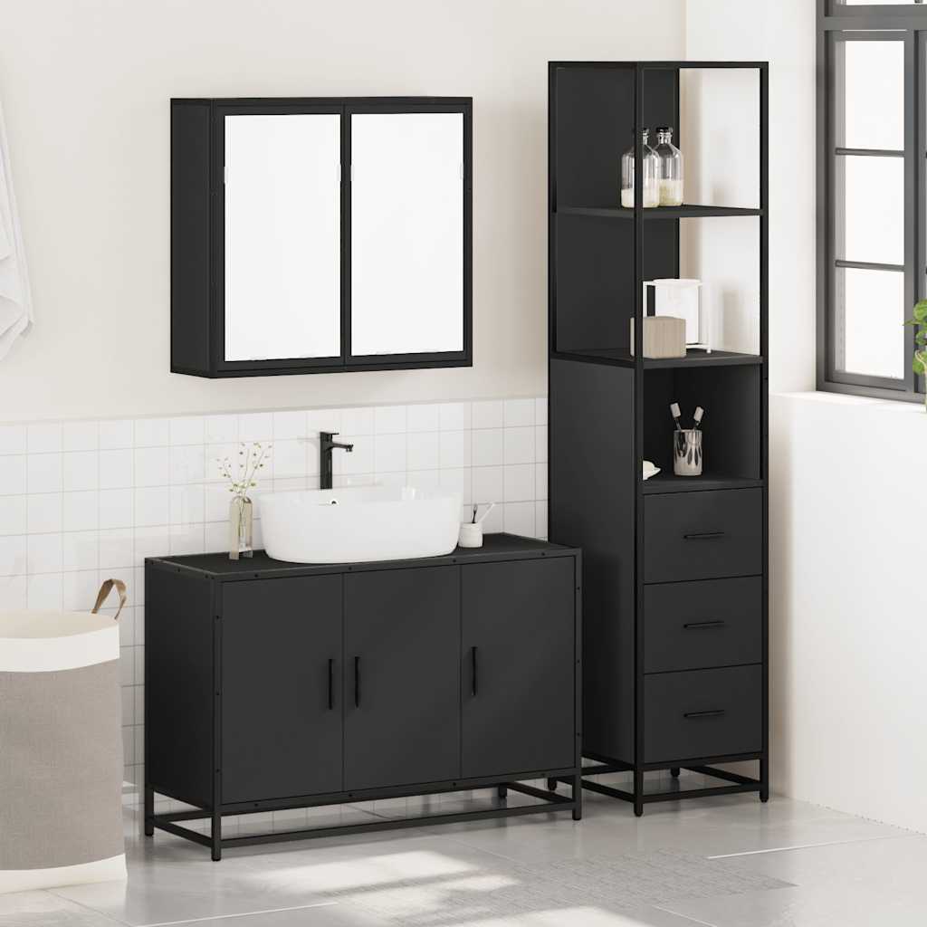 3 Piece Bathroom Furniture Set Engineered Wood