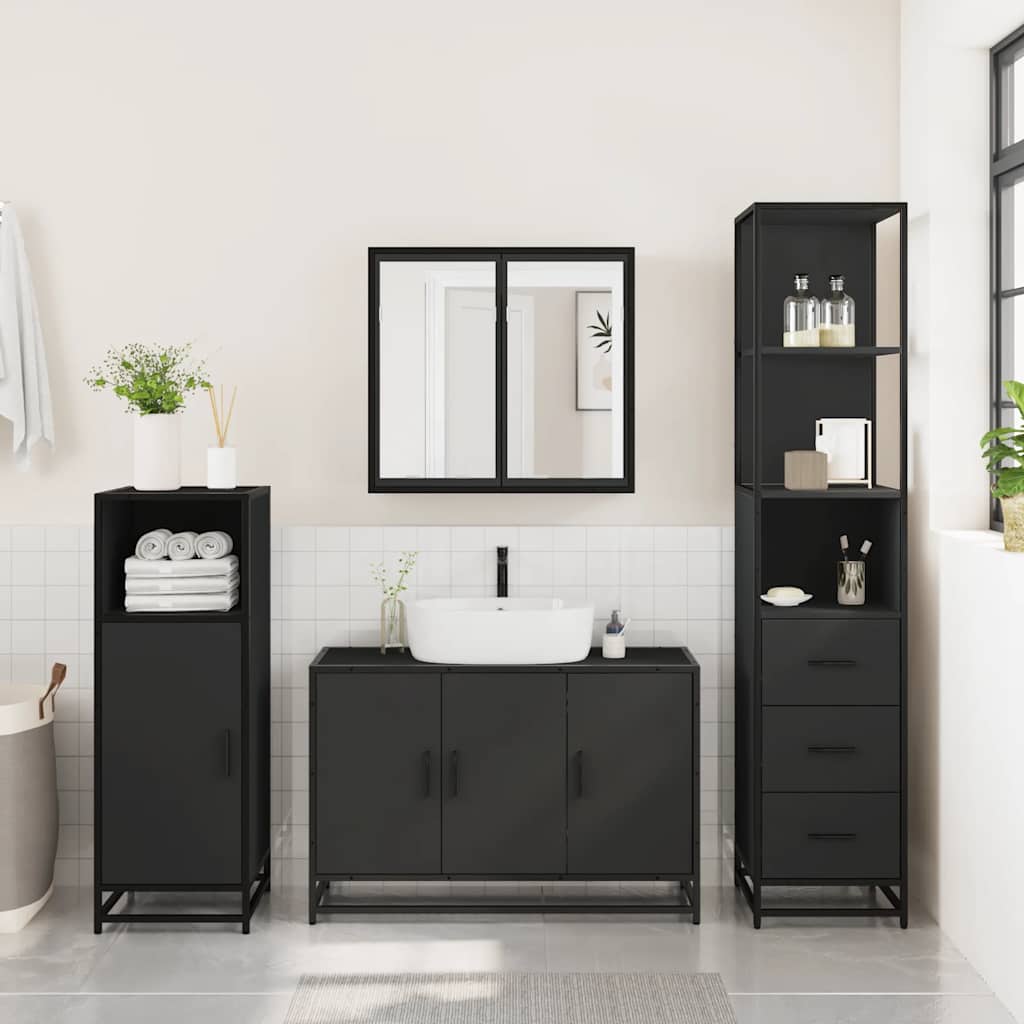 3 Piece Bathroom Furniture Set Engineered Wood