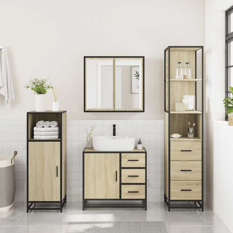 3 Piece Bathroom Furniture Set Engineered Wood