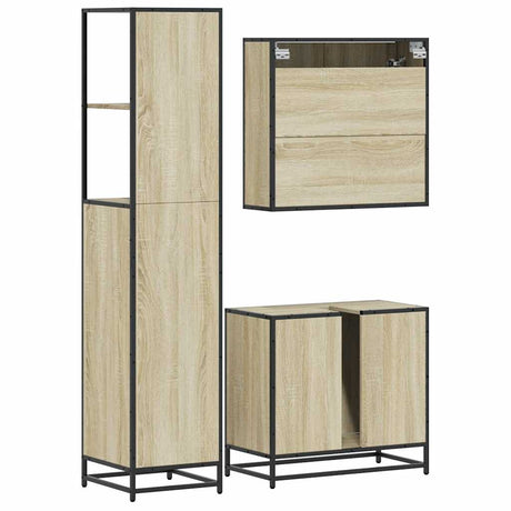 3 Piece Bathroom Furniture Set Engineered Wood