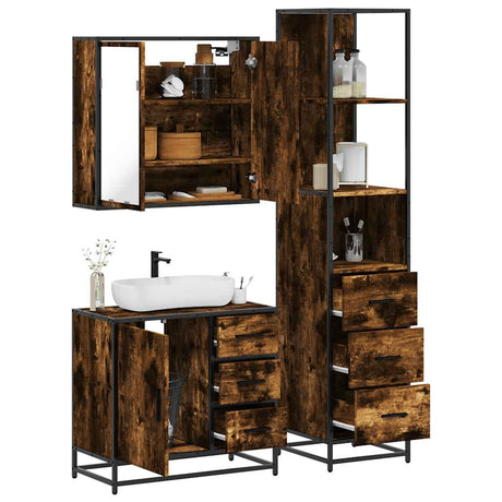 3 Piece Bathroom Furniture Set Engineered Wood