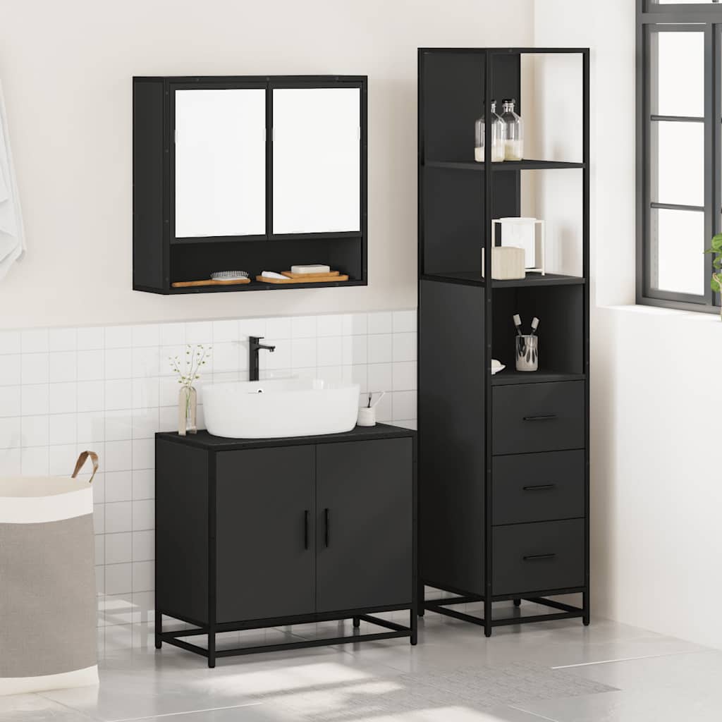 3 Piece Bathroom Furniture Set Engineered Wood