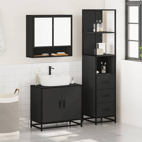 3 Piece Bathroom Furniture Set Engineered Wood