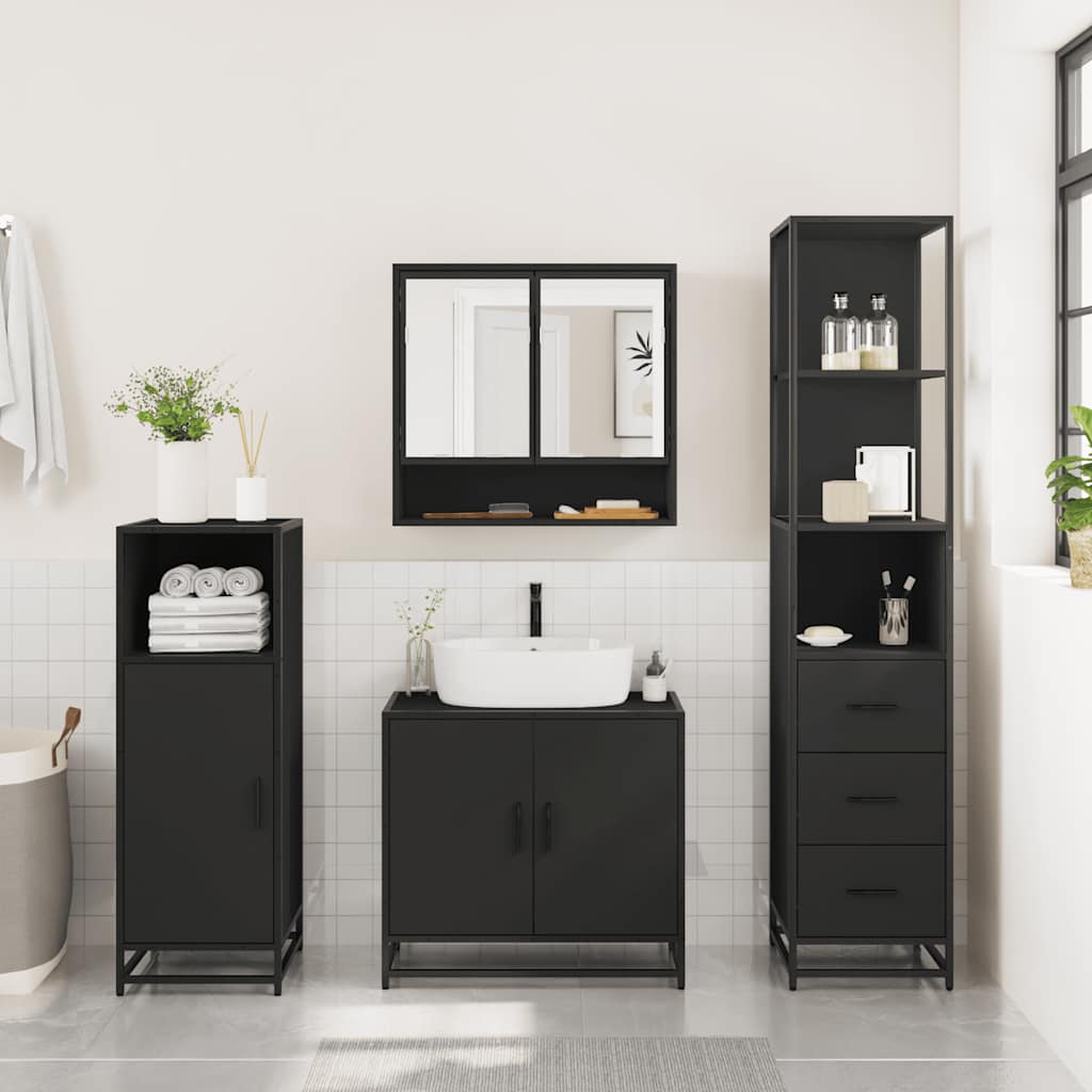 3 Piece Bathroom Furniture Set Engineered Wood