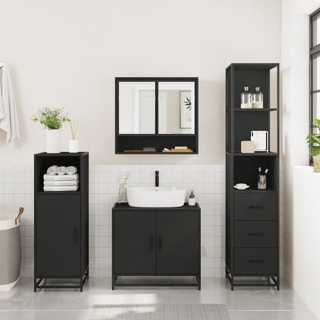 3 Piece Bathroom Furniture Set Engineered Wood