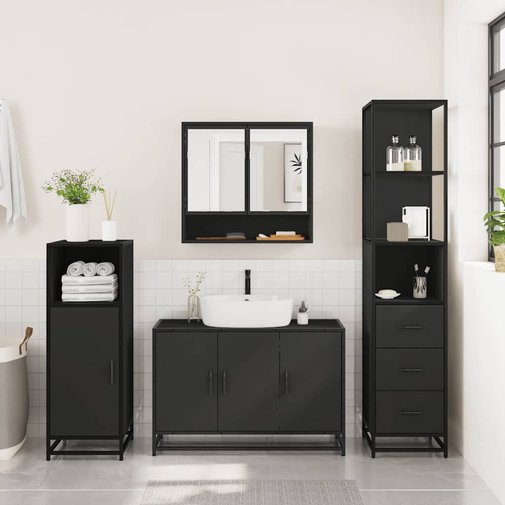 3 Piece Bathroom Furniture Set Engineered Wood