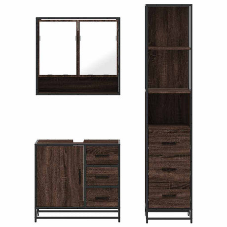 3 Piece Bathroom Furniture Set Engineered Wood