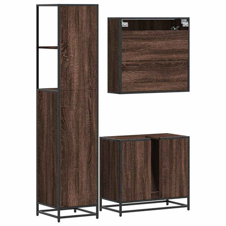 3 Piece Bathroom Furniture Set Engineered Wood