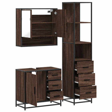 3 Piece Bathroom Furniture Set Engineered Wood