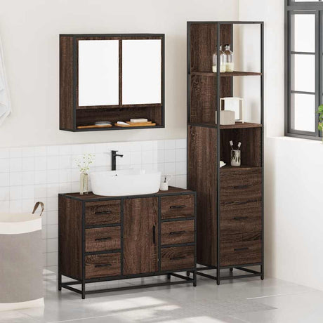 3 Piece Bathroom Furniture Set Engineered Wood