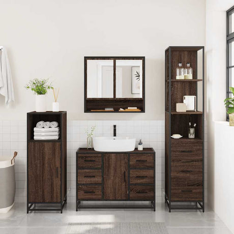 3 Piece Bathroom Furniture Set Engineered Wood