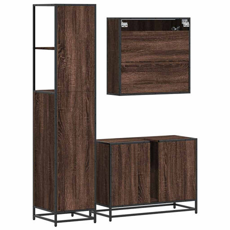 3 Piece Bathroom Furniture Set Engineered Wood