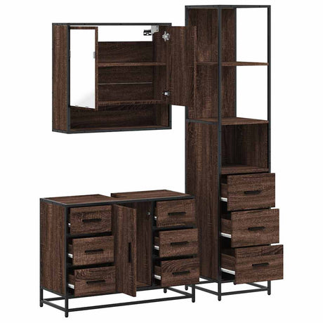 3 Piece Bathroom Furniture Set Engineered Wood