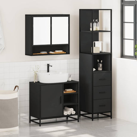 3 Piece Bathroom Furniture Set Engineered Wood