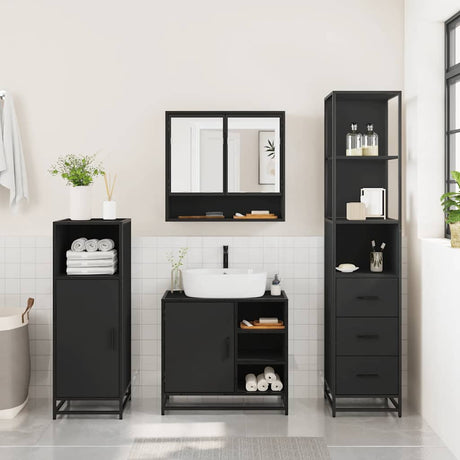 3 Piece Bathroom Furniture Set Engineered Wood