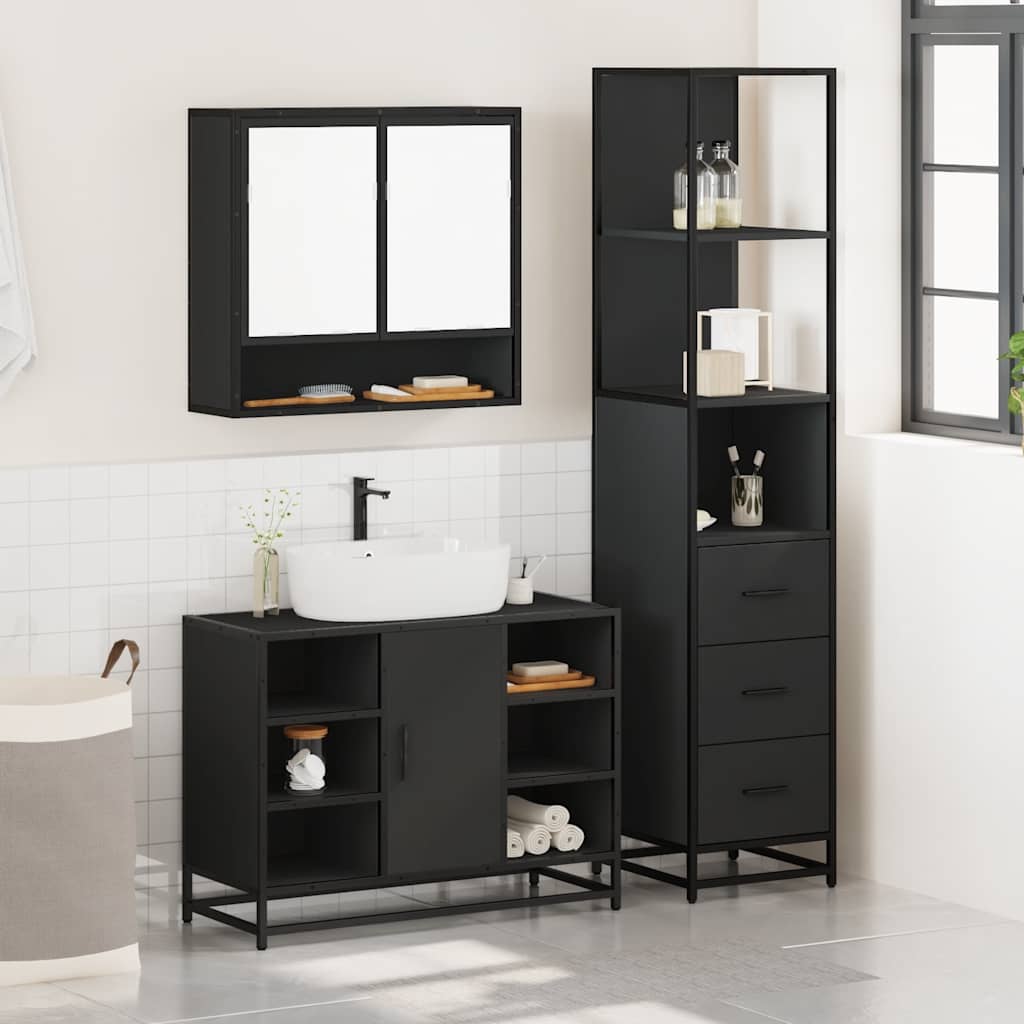 3 Piece Bathroom Furniture Set Engineered Wood