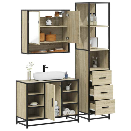 3 Piece Bathroom Furniture Set  Engineered Wood