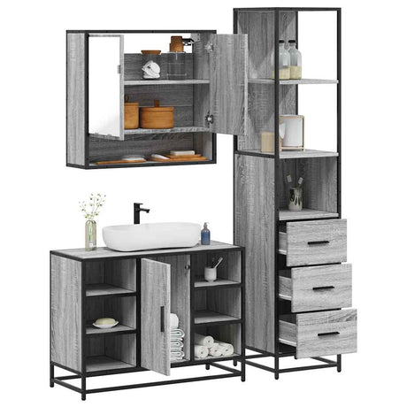 3 Piece Bathroom Furniture Set  Engineered Wood