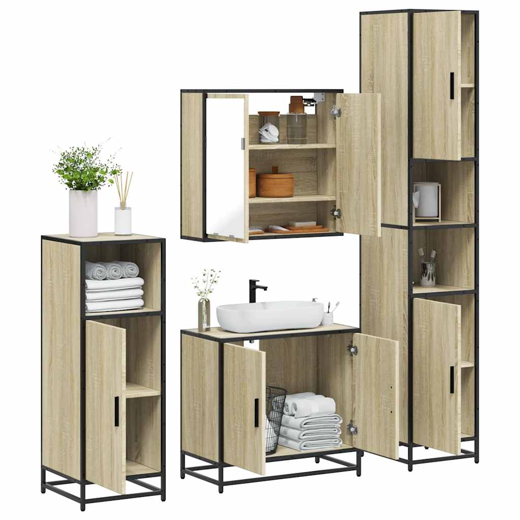 4 Piece Bathroom Furniture Set Engineered Wood