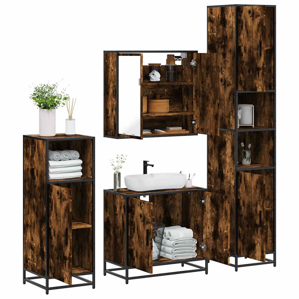 4 Piece Bathroom Furniture Set Engineered Wood