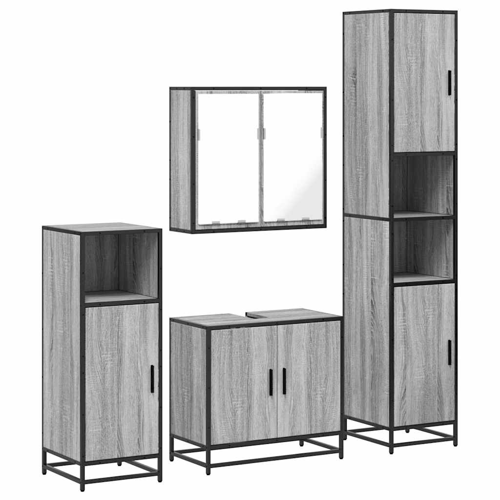 4 Piece Bathroom Furniture Set Engineered Wood