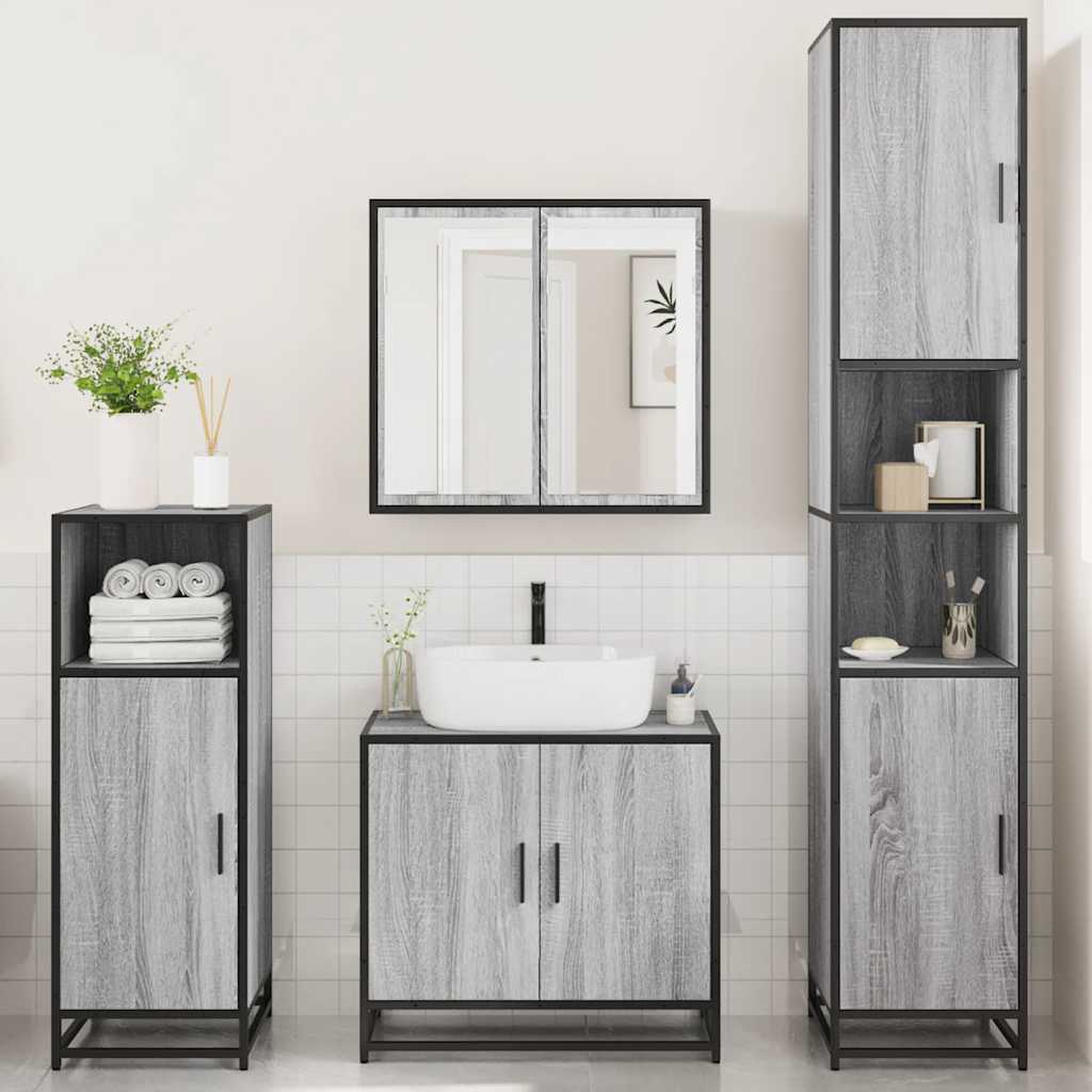 4 Piece Bathroom Furniture Set Engineered Wood