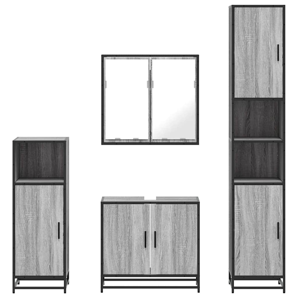 4 Piece Bathroom Furniture Set Engineered Wood