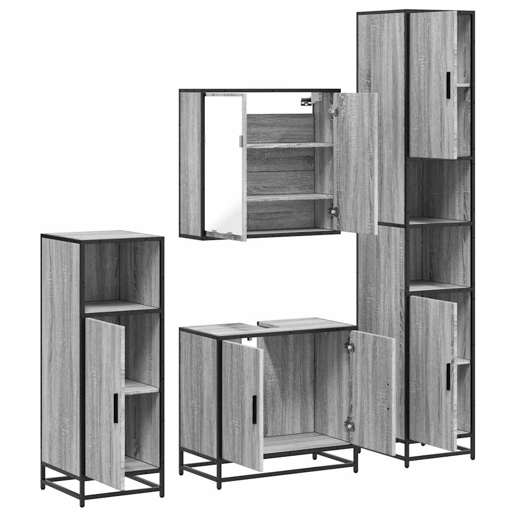 4 Piece Bathroom Furniture Set Engineered Wood