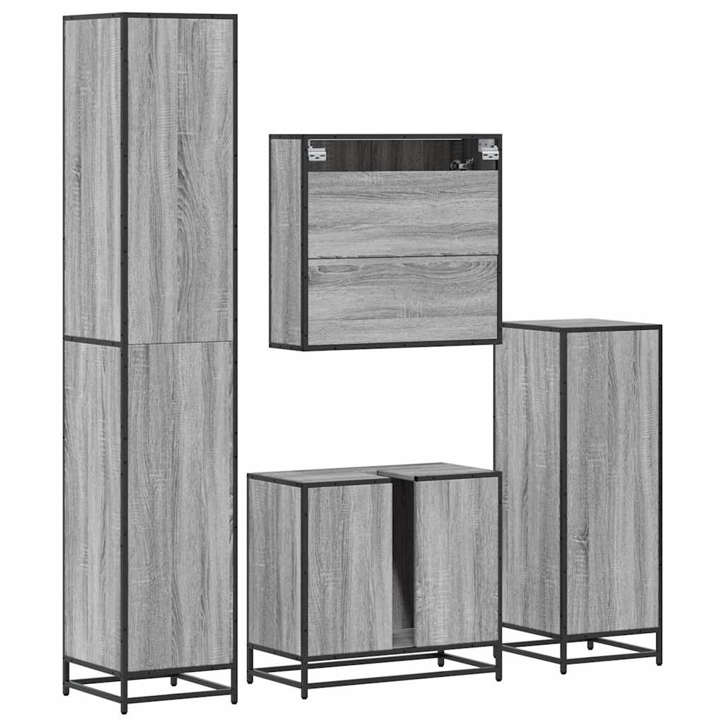4 Piece Bathroom Furniture Set Engineered Wood