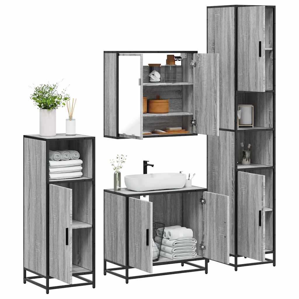 4 Piece Bathroom Furniture Set Engineered Wood