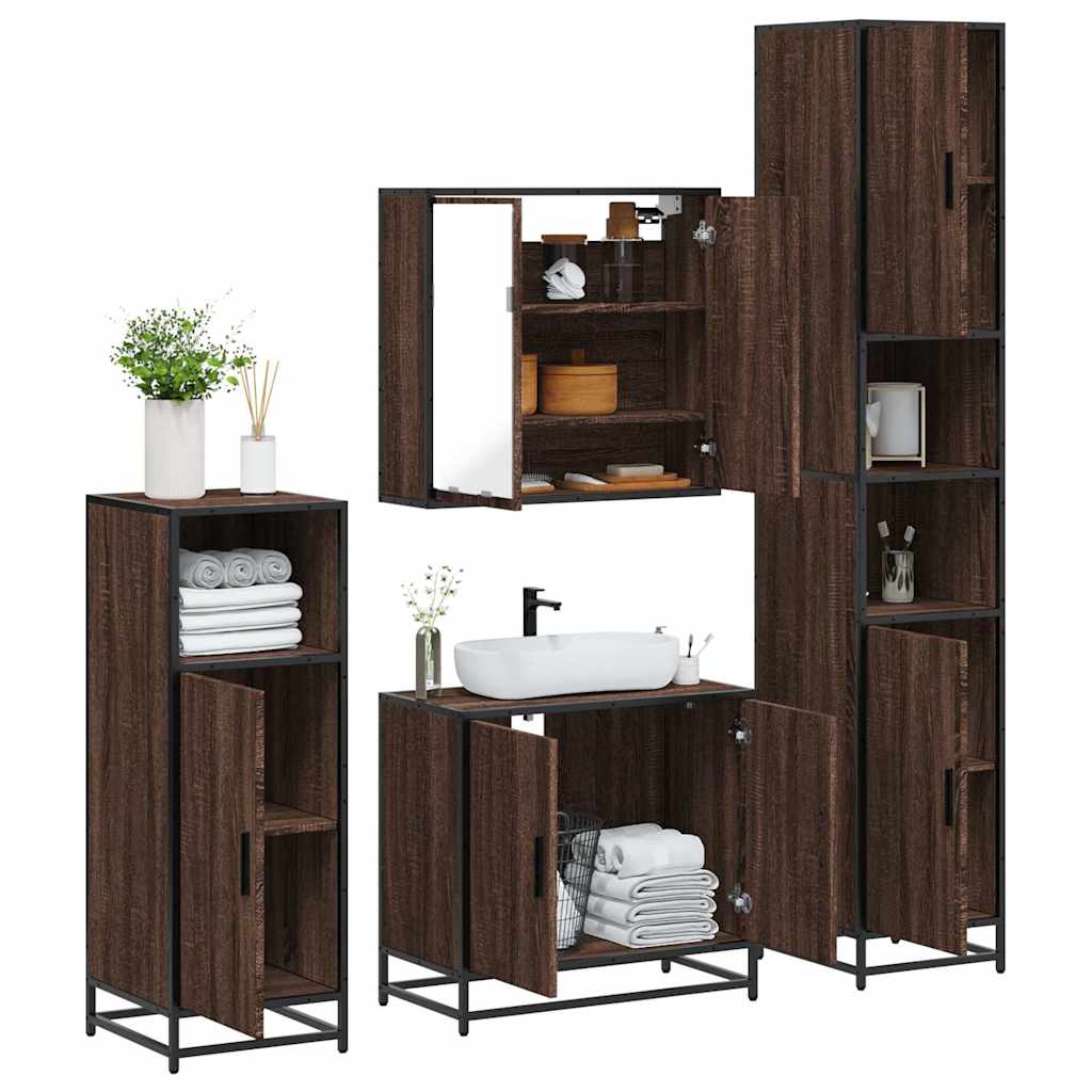 4 Piece Bathroom Furniture Set Engineered Wood