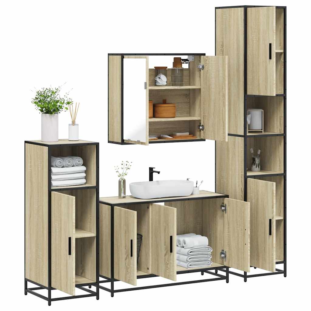 4 Piece Bathroom Furniture Set Engineered Wood