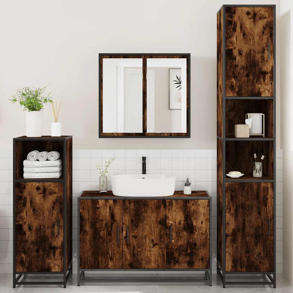 4 Piece Bathroom Furniture Set Engineered Wood