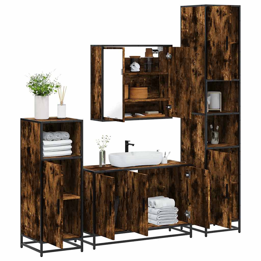 4 Piece Bathroom Furniture Set Engineered Wood