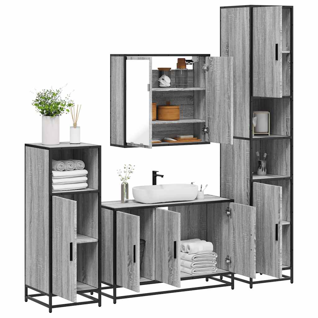 4 Piece Bathroom Furniture Set Engineered Wood