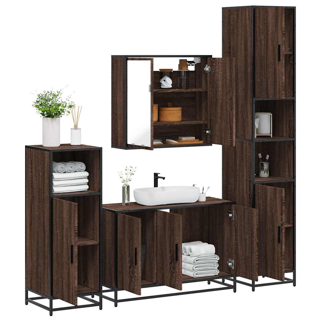 4 Piece Bathroom Furniture Set Engineered Wood