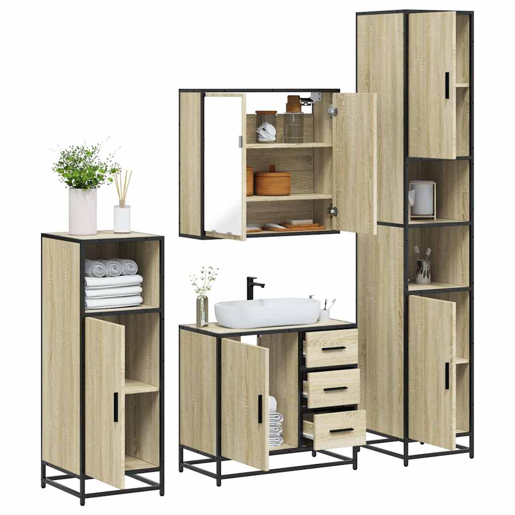 4 Piece Bathroom Furniture Set Engineered Wood