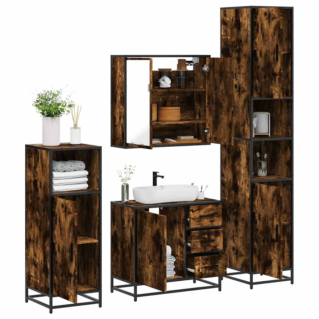 4 Piece Bathroom Furniture Set Engineered Wood