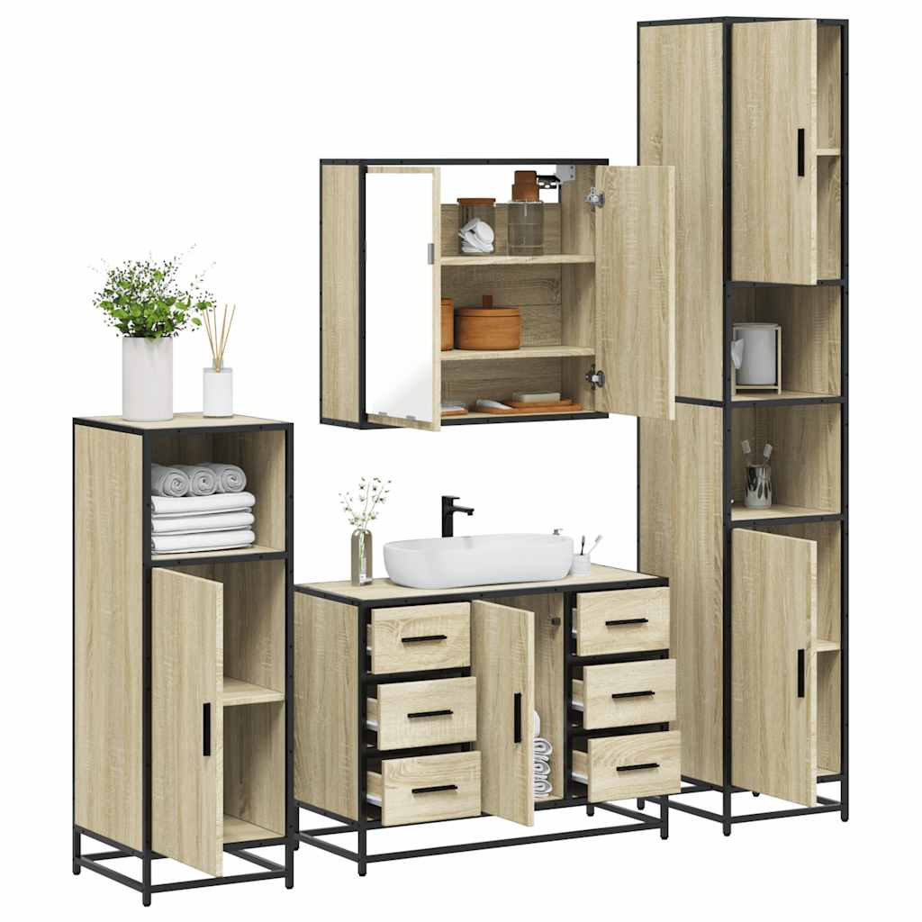 4 Piece Bathroom Furniture Set Engineered Wood