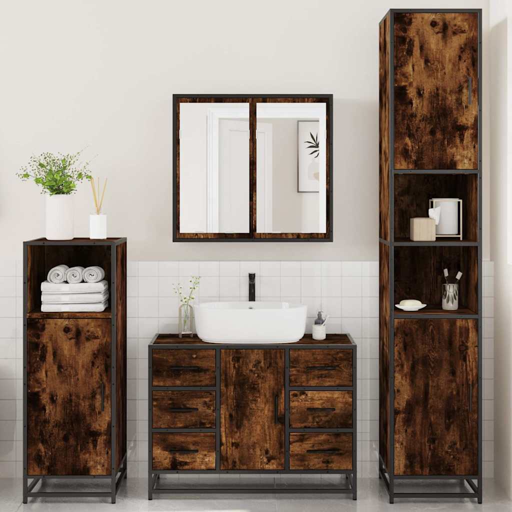 4 Piece Bathroom Furniture Set Engineered Wood