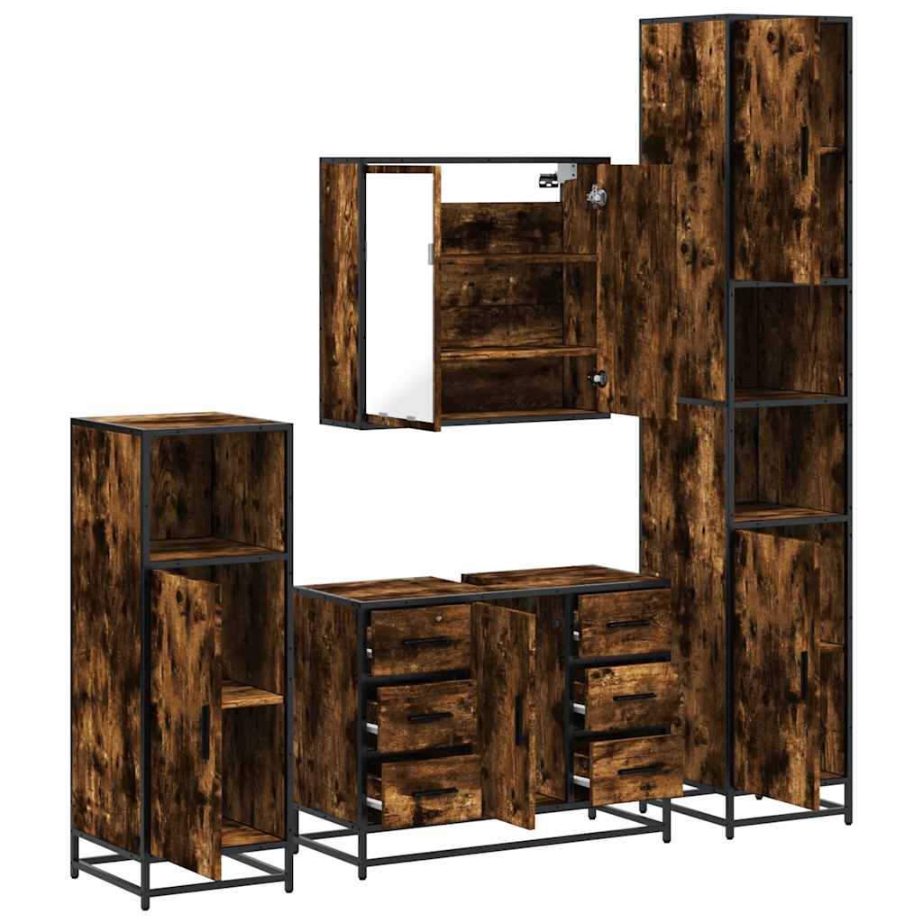 4 Piece Bathroom Furniture Set Engineered Wood
